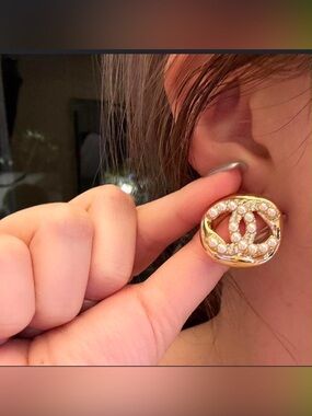 CHANEL Gold-Tone Faux Pearl CC Earrings